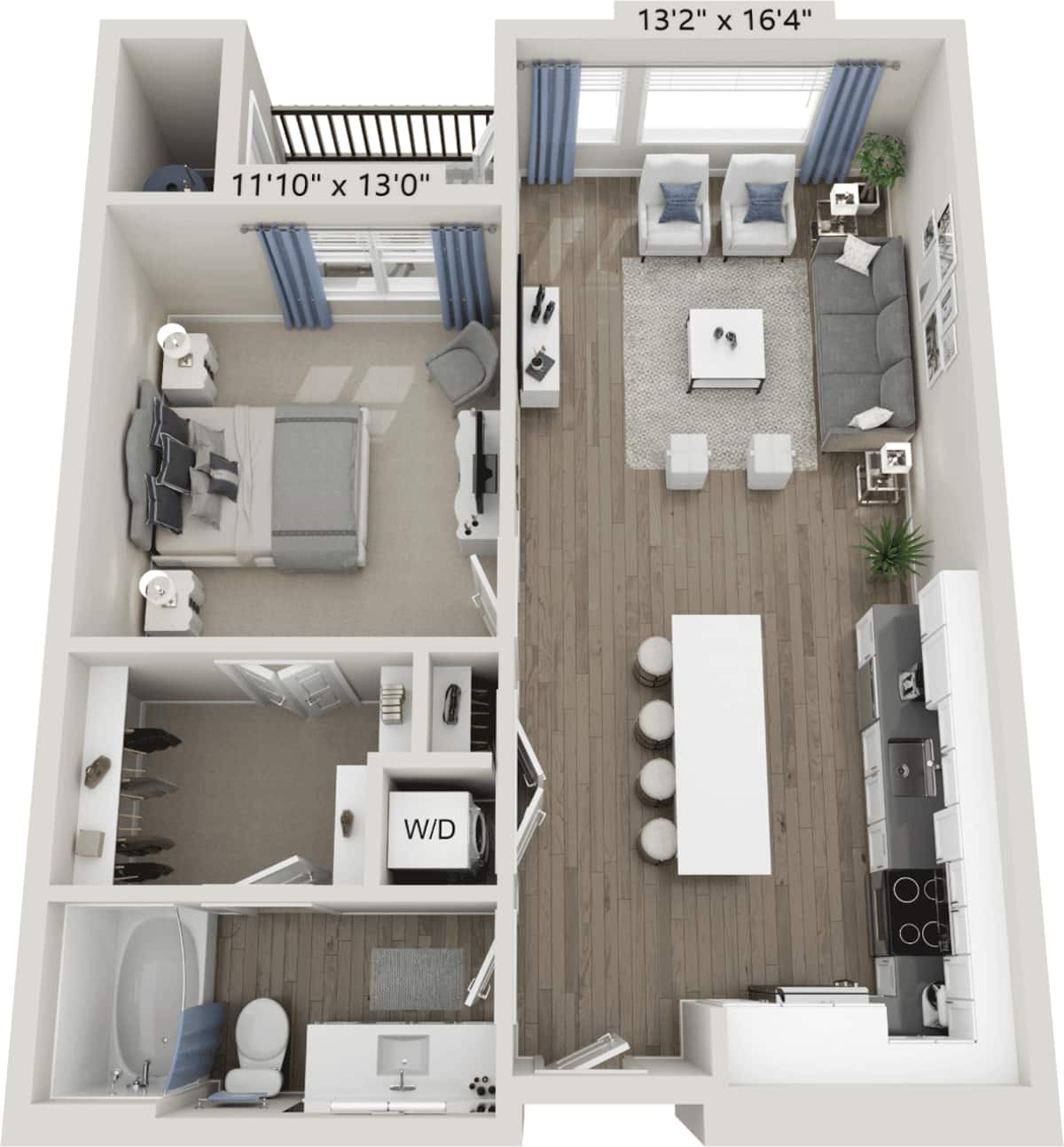 Floorplan diagram for A4 Realm, showing 1 bedroom