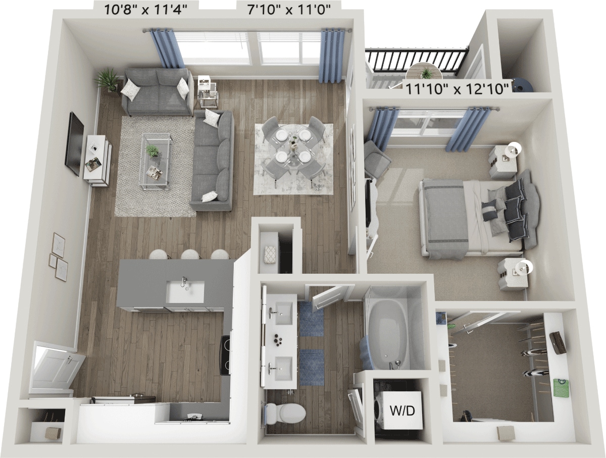 Floorplan diagram for A5 Daybreak, showing 1 bedroom