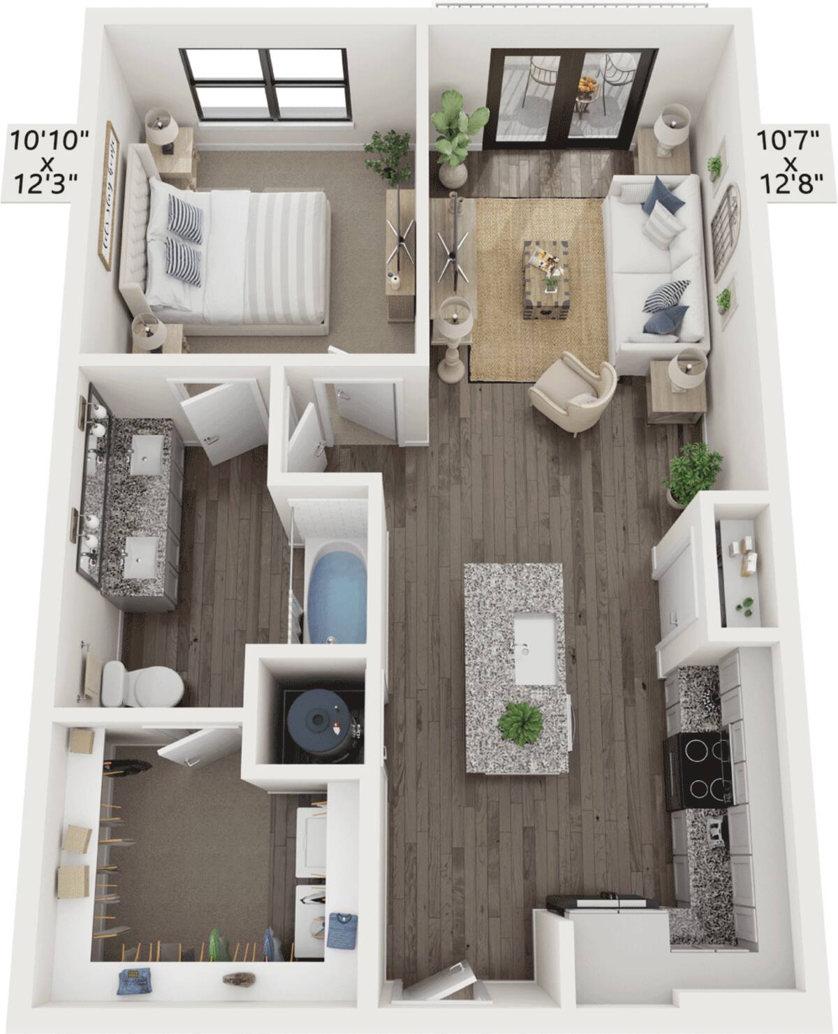 Floorplan diagram for A1, showing 1 bedroom