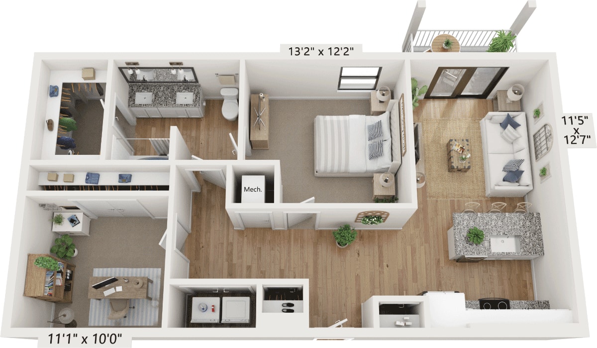 Floorplan diagram for A3, showing 1 bedroom