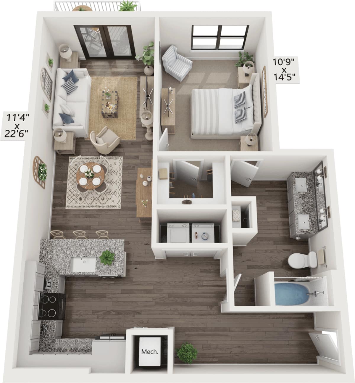 Floorplan diagram for A4, showing 1 bedroom