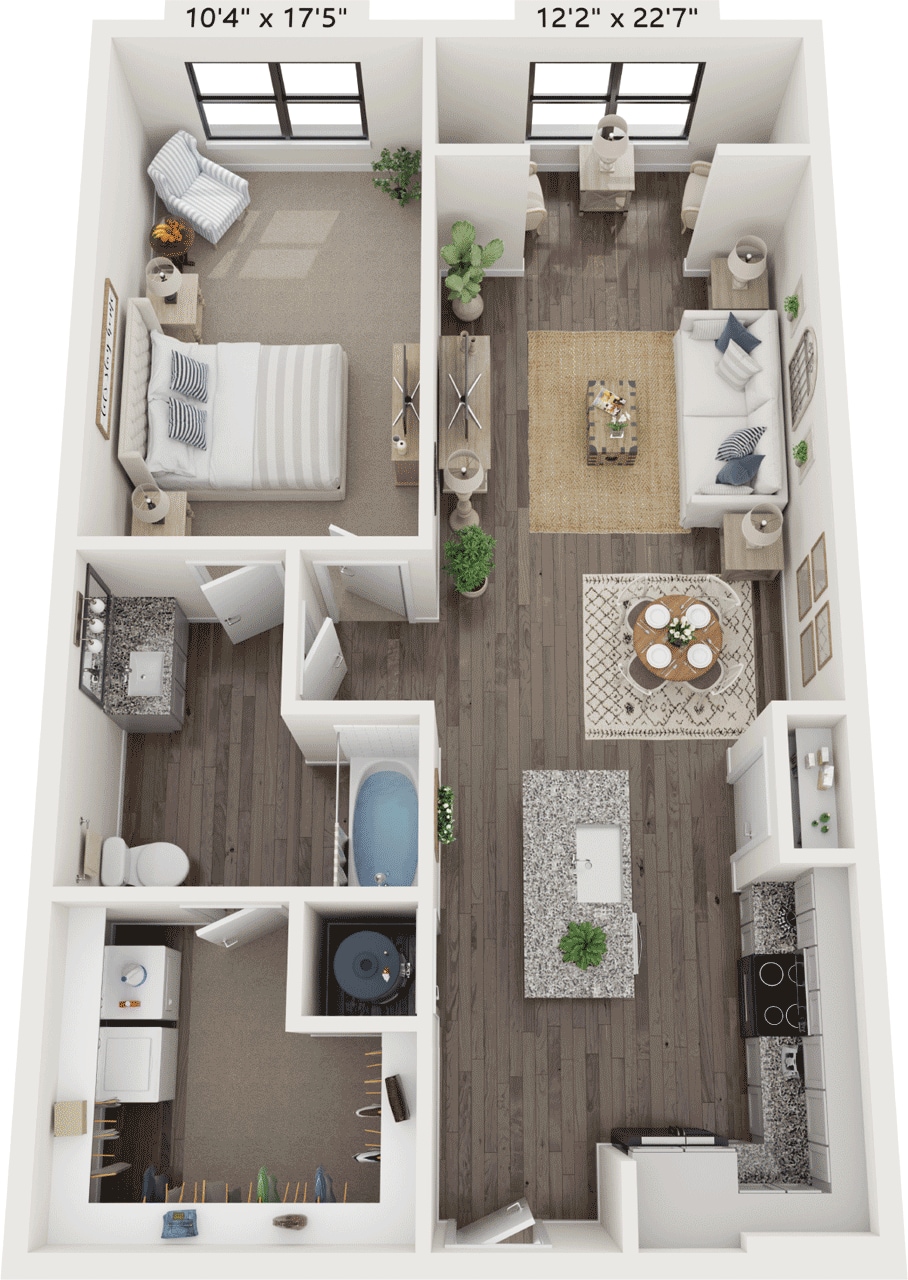 Plano de A6, que muestra 1 dormitorio