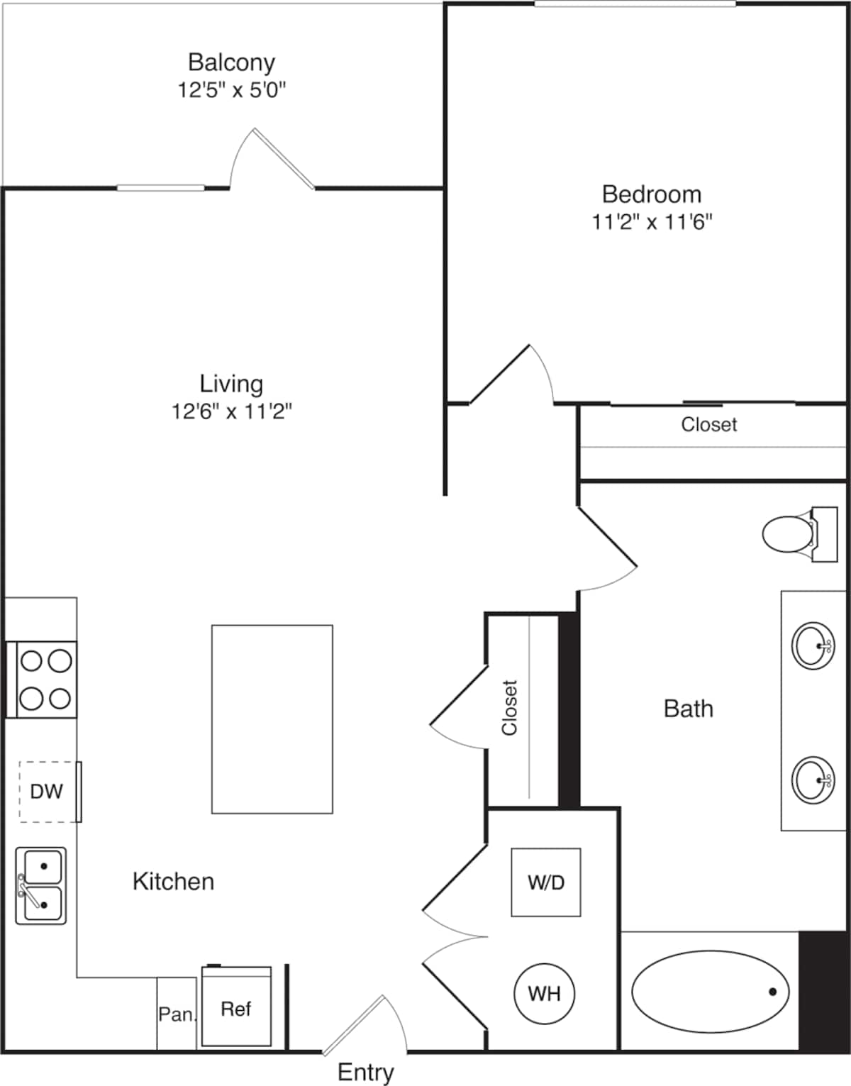 Floorplan diagram for 1C Type A, showing 1 bedroom