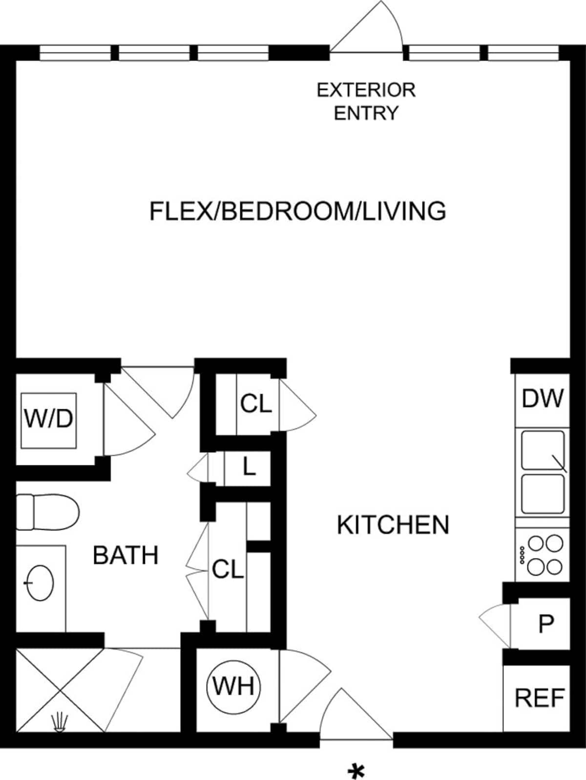 Floorplan diagram for A1ALW, showing 1 bedroom