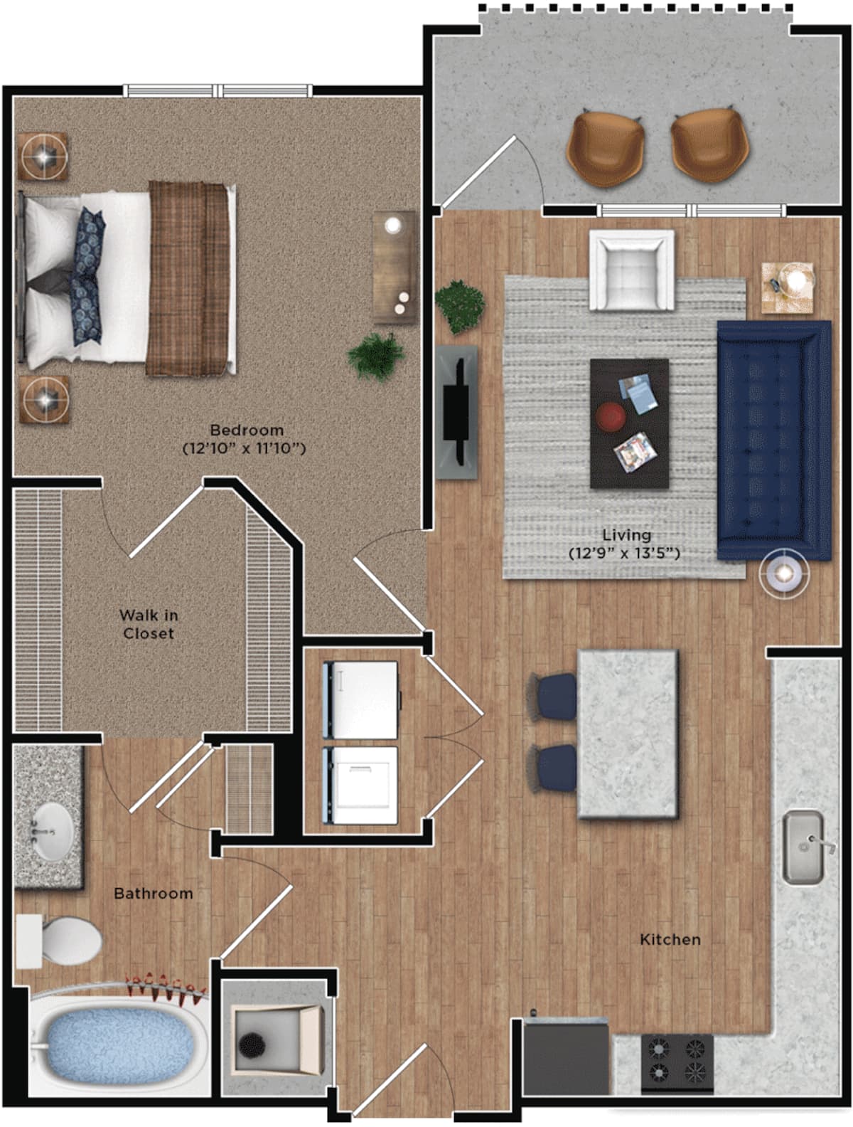 Floorplan diagram for 1B, showing 1 bedroom
