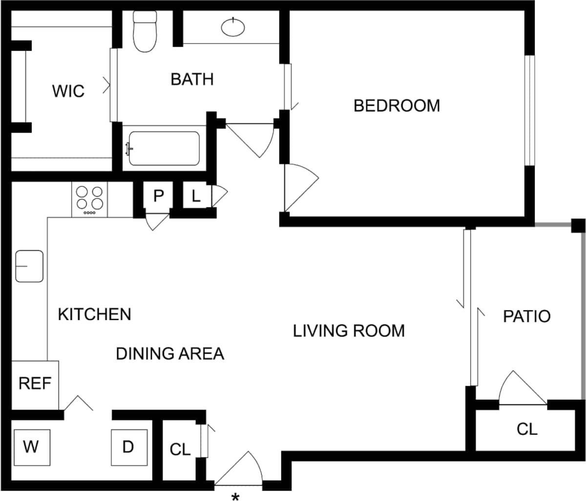 Floorplan diagram for Auckland, showing 1 bedroom