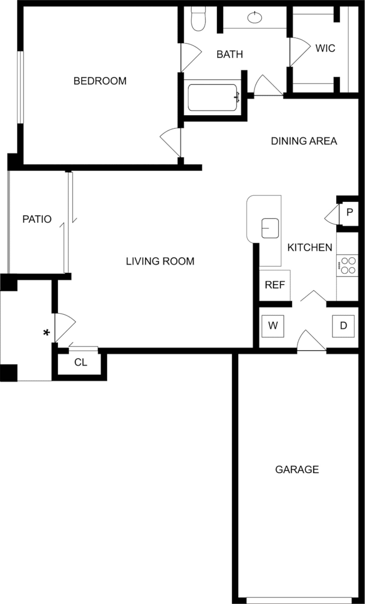 Floorplan diagram for Gisborne, showing 1 bedroom