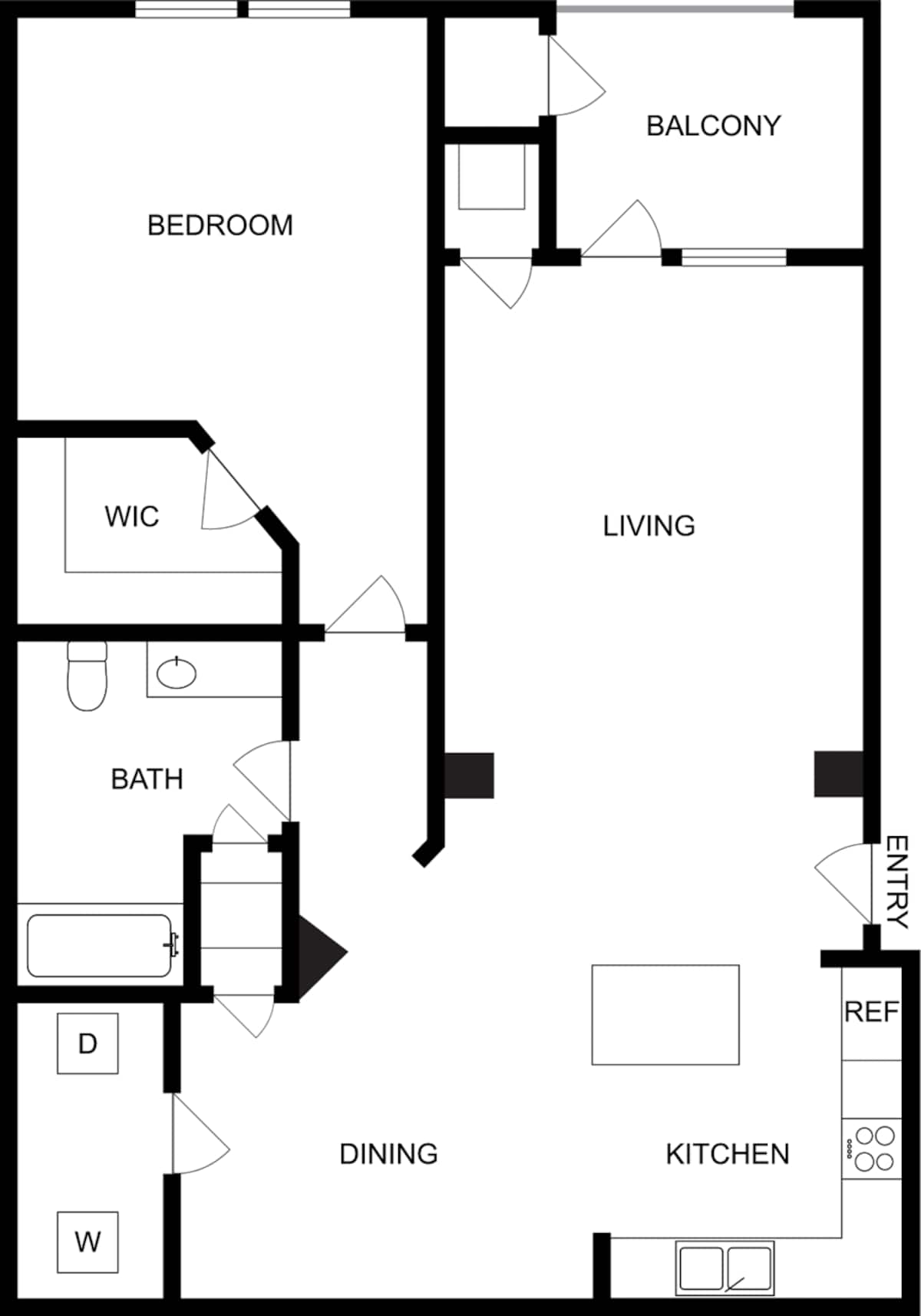 Floorplan diagram for A1, showing 1 bedroom