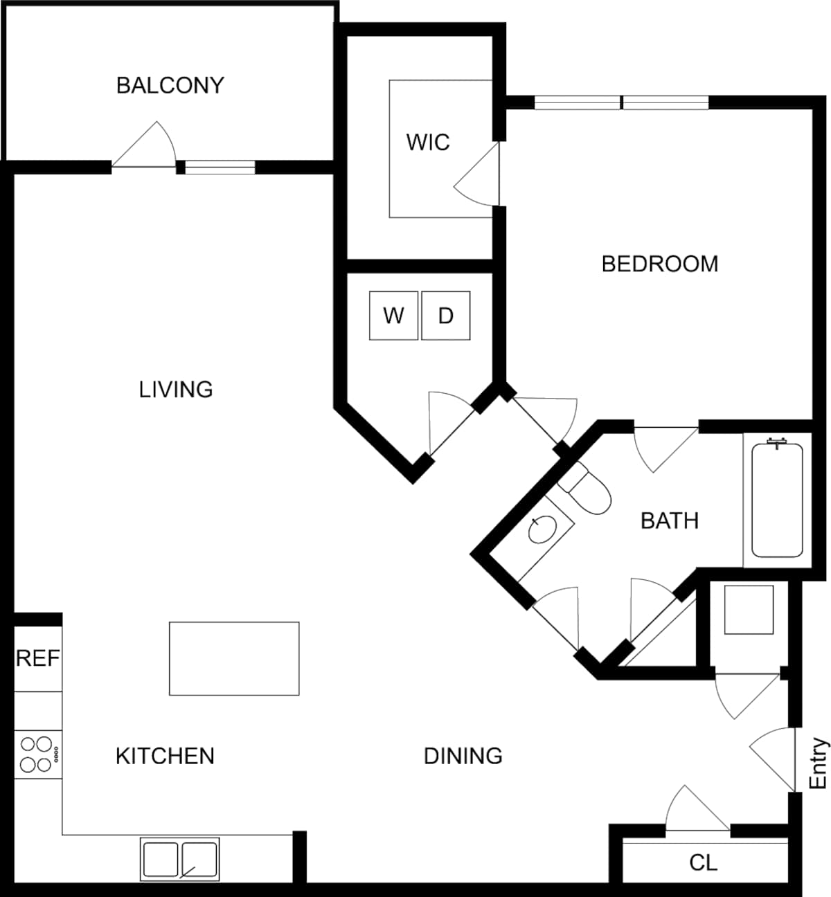 Floorplan diagram for A2, showing 1 bedroom