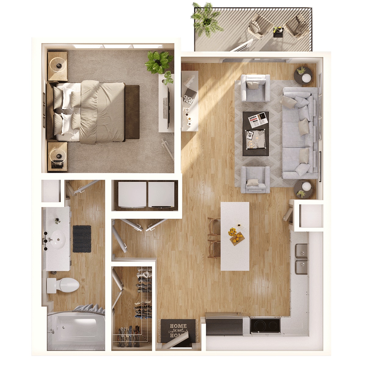 Floorplan diagram for A1, showing 1 bedroom
