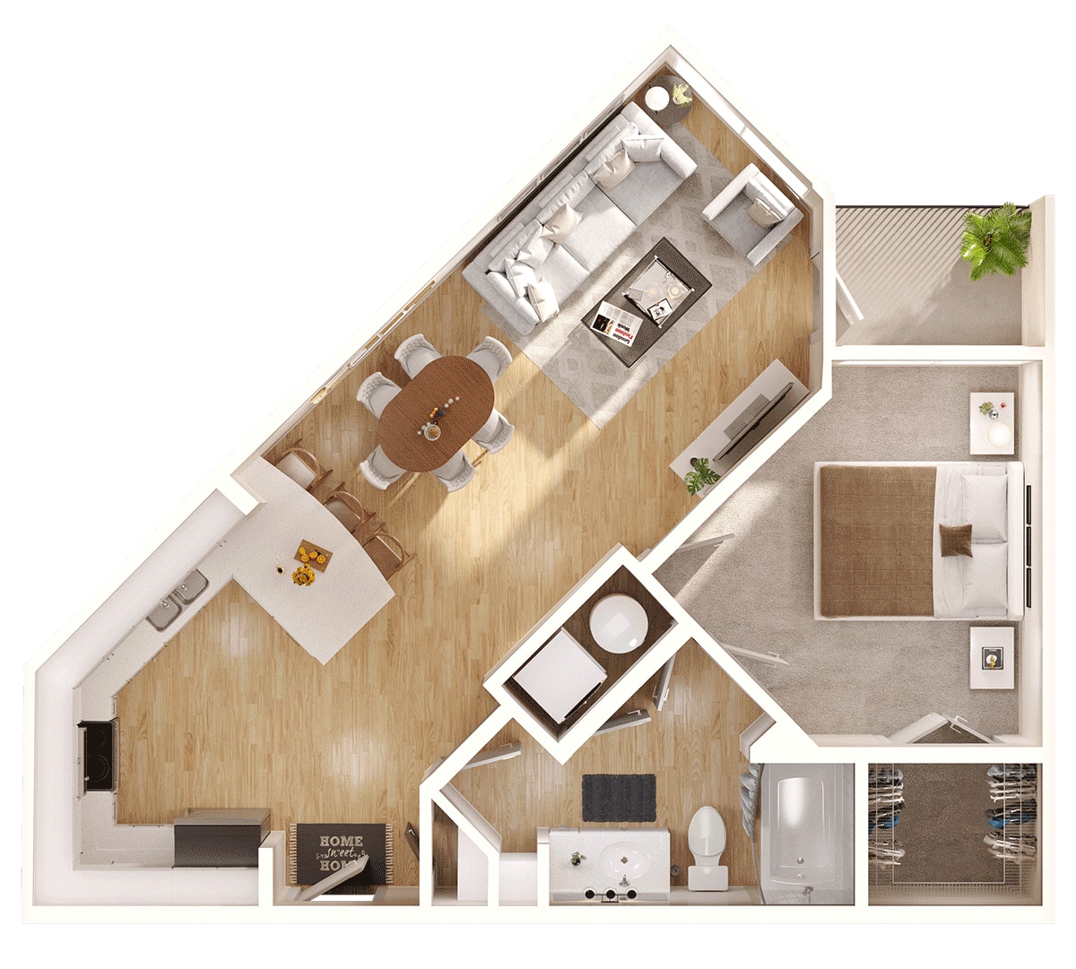 Floorplan diagram for A3, showing 1 bedroom