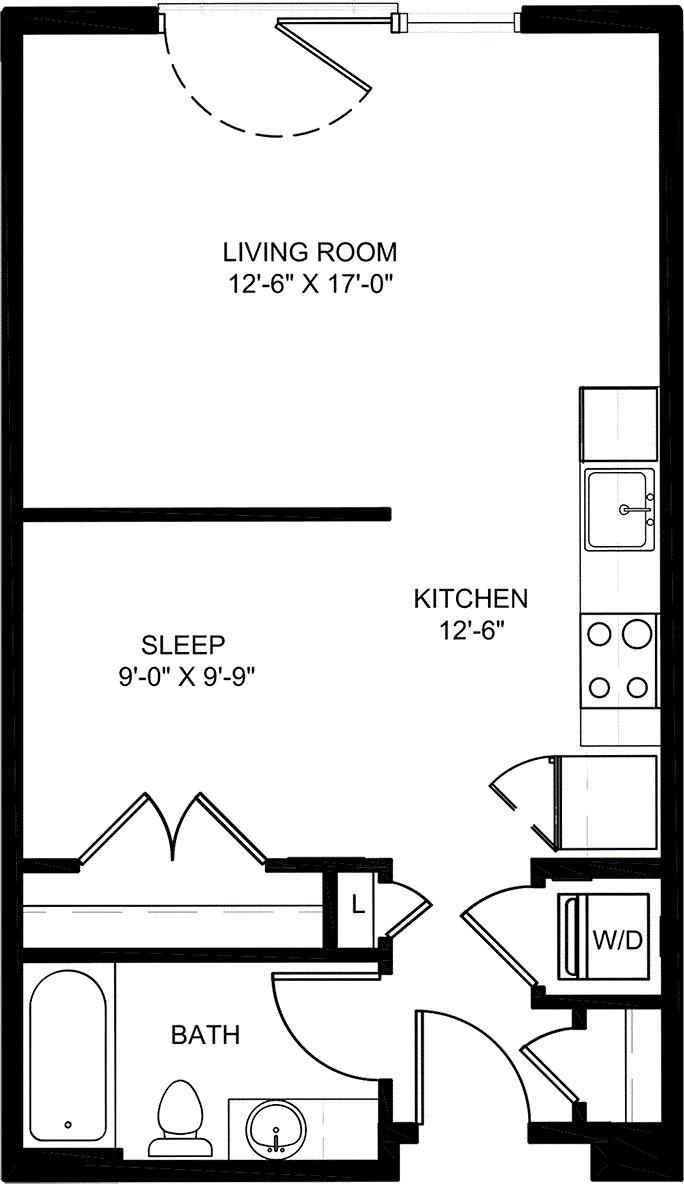 Floorplan diagram for Jr1, showing Studio