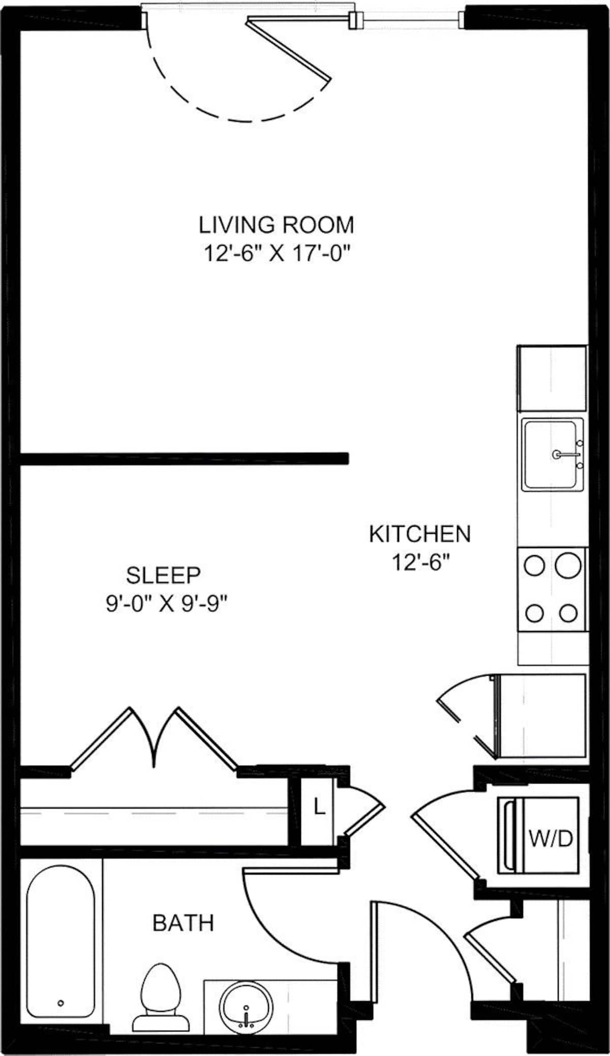 Floorplan diagram for Jr1, showing Studio