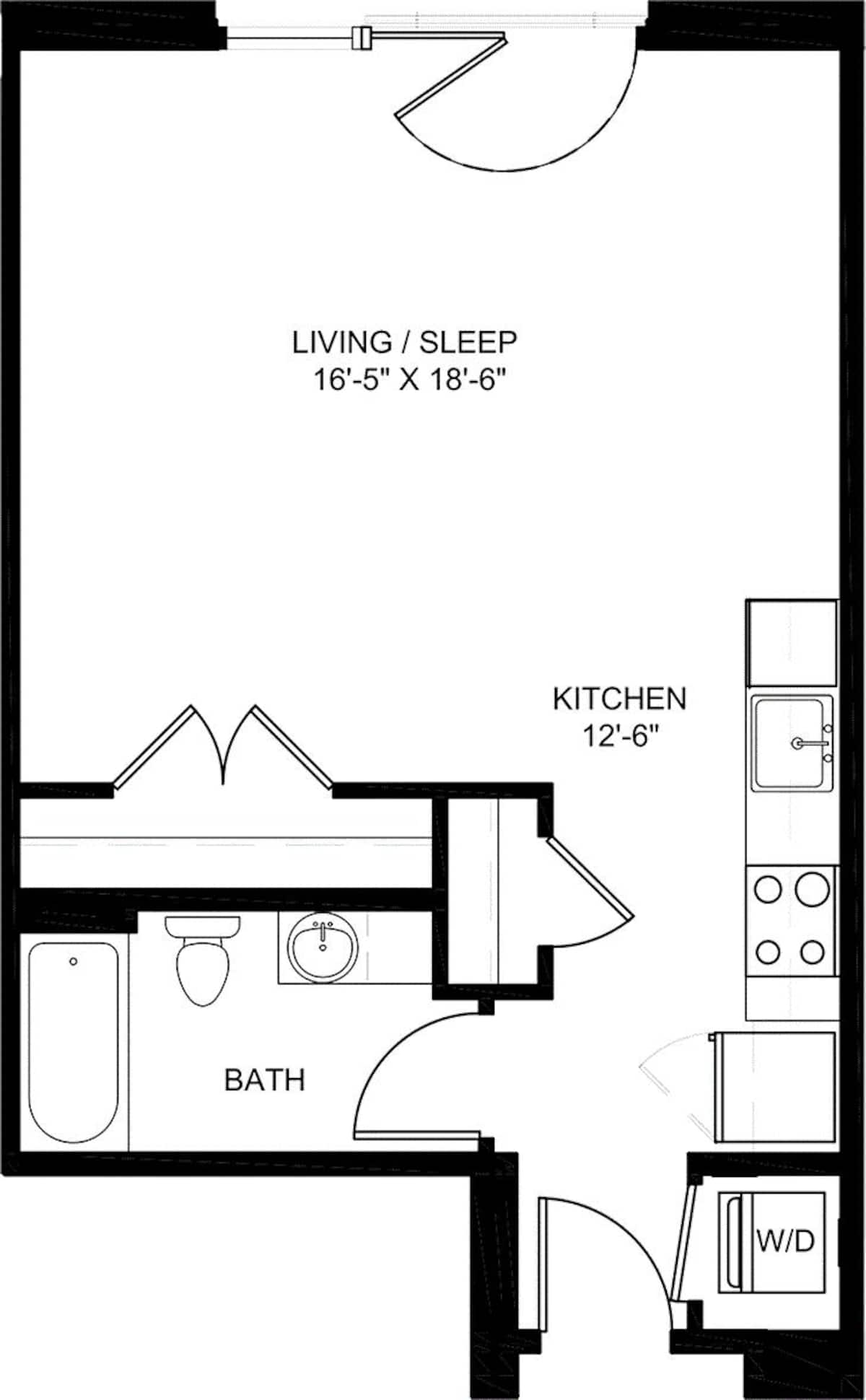 Floorplan diagram for S1, showing Studio
