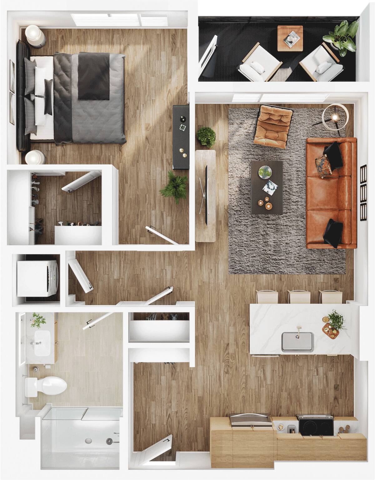 Floorplan diagram for A1, showing 1 bedroom