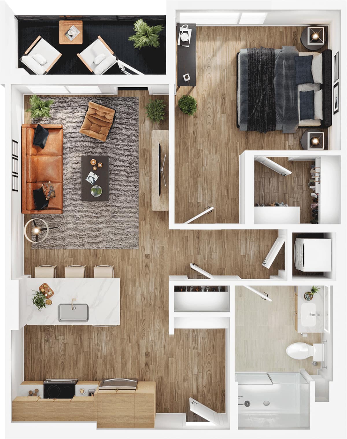 Floorplan diagram for A1-a, showing 1 bedroom