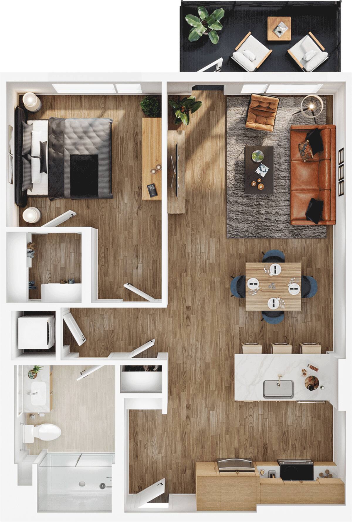 Floorplan diagram for A2.1a, showing 1 bedroom