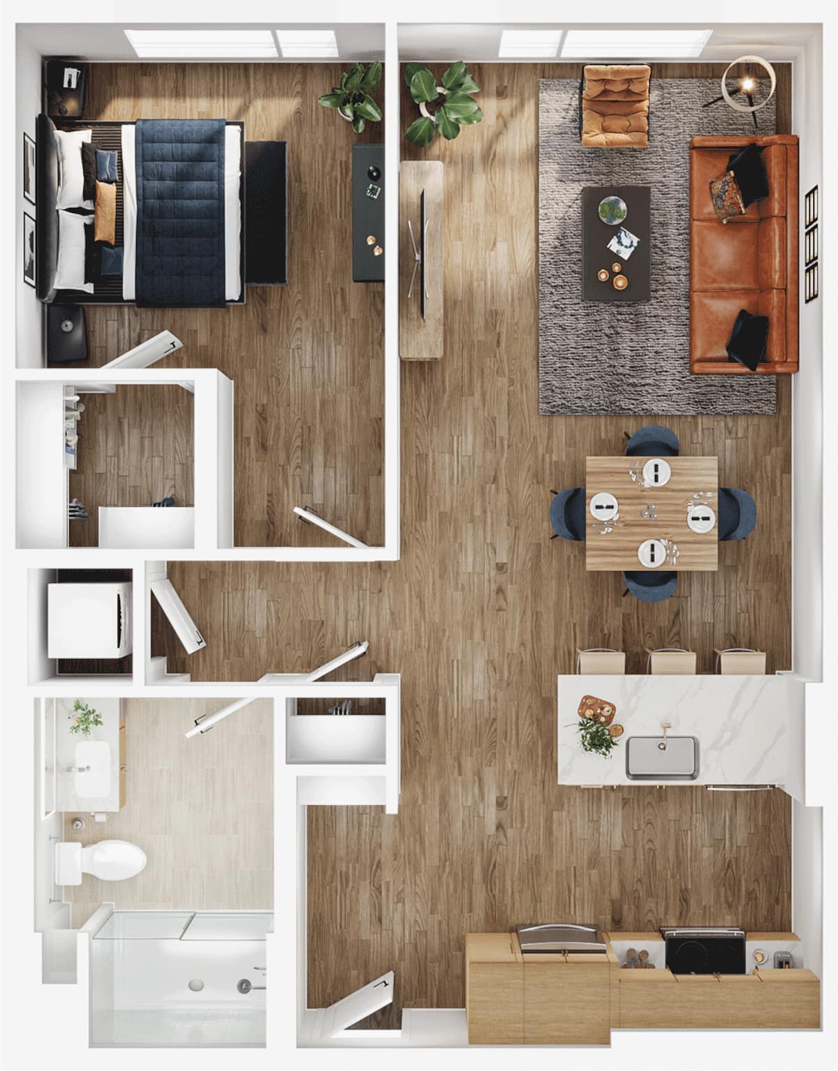 Floorplan diagram for A2.1b, showing 1 bedroom