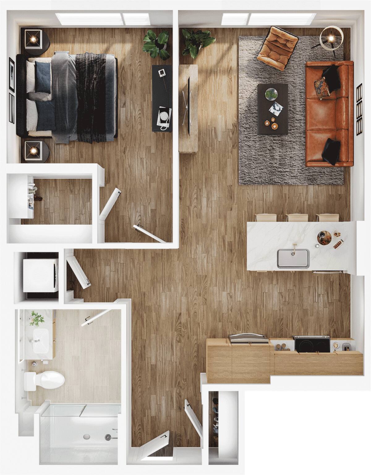 Floorplan diagram for A4, showing 1 bedroom