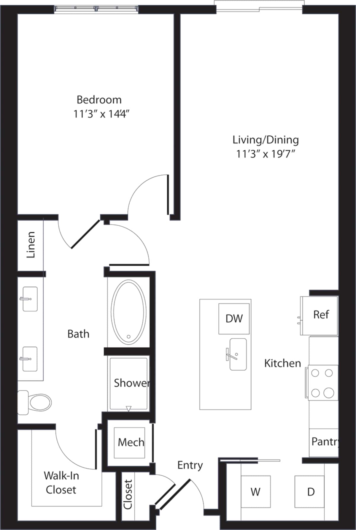 Floorplan diagram for Mai Tai, showing 1 bedroom