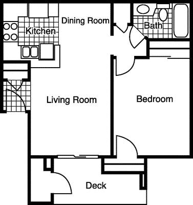 Floorplan diagram for The Highland, showing 1 bedroom