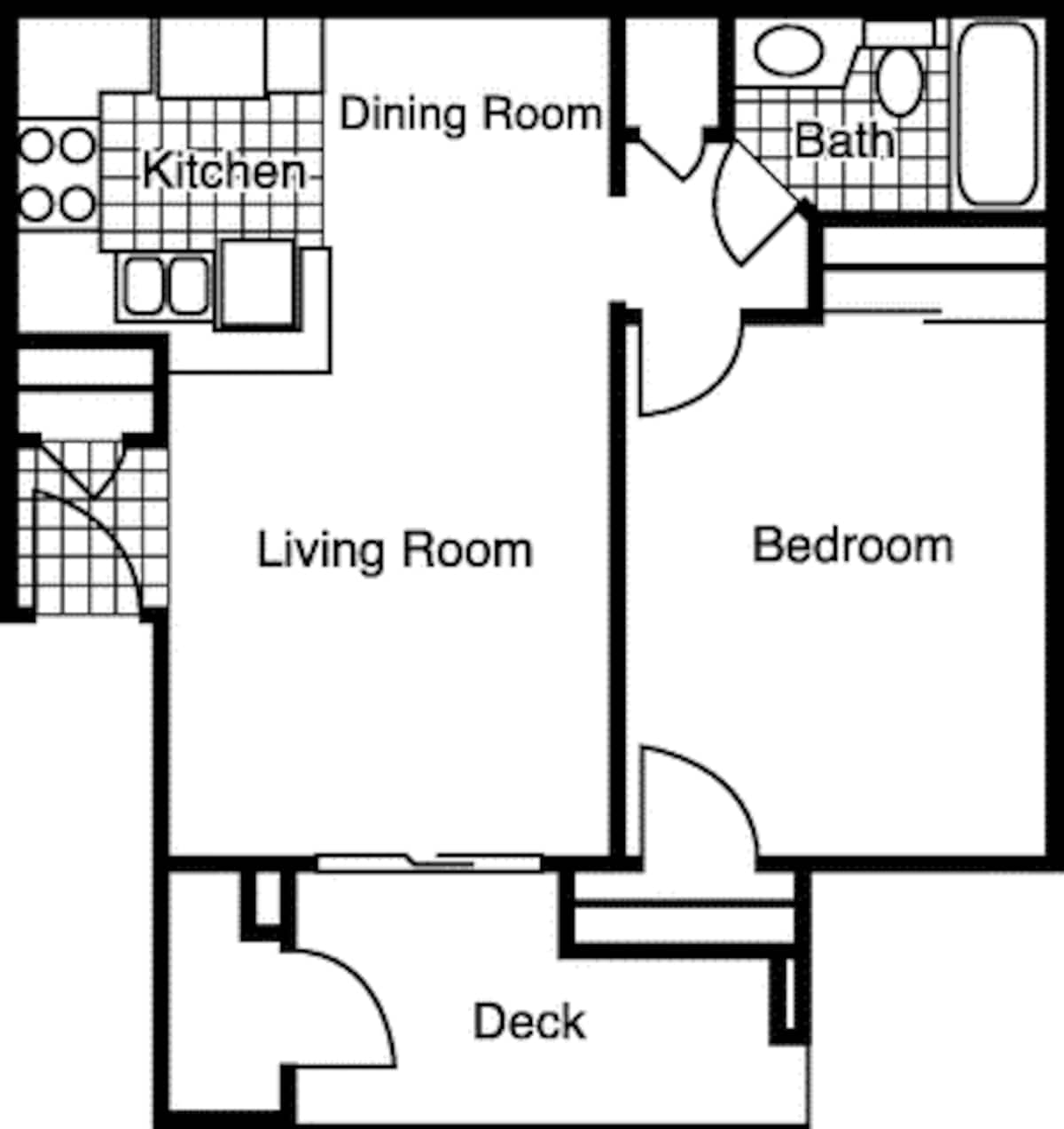 Floorplan diagram for The Highland, showing 1 bedroom