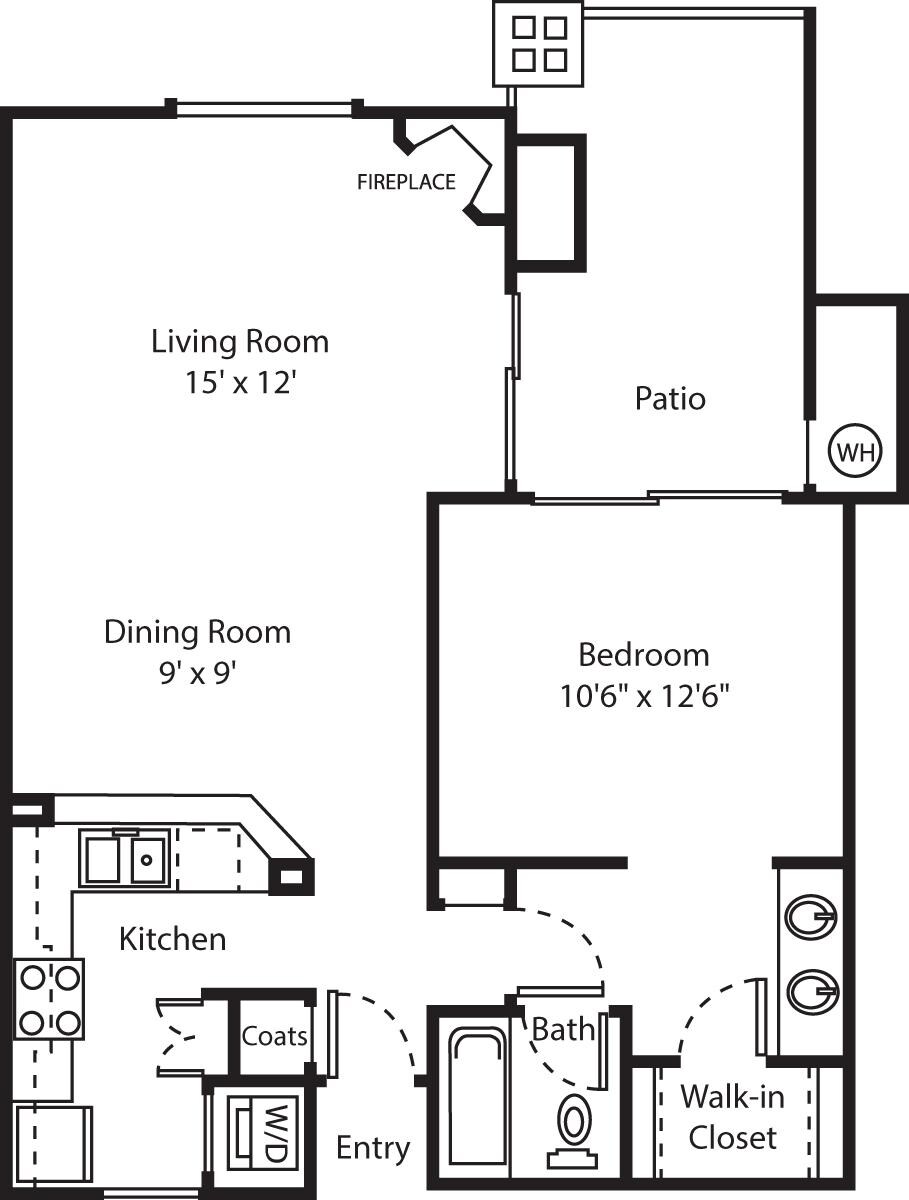 Floorplan diagram for Padova, showing 1 bedroom