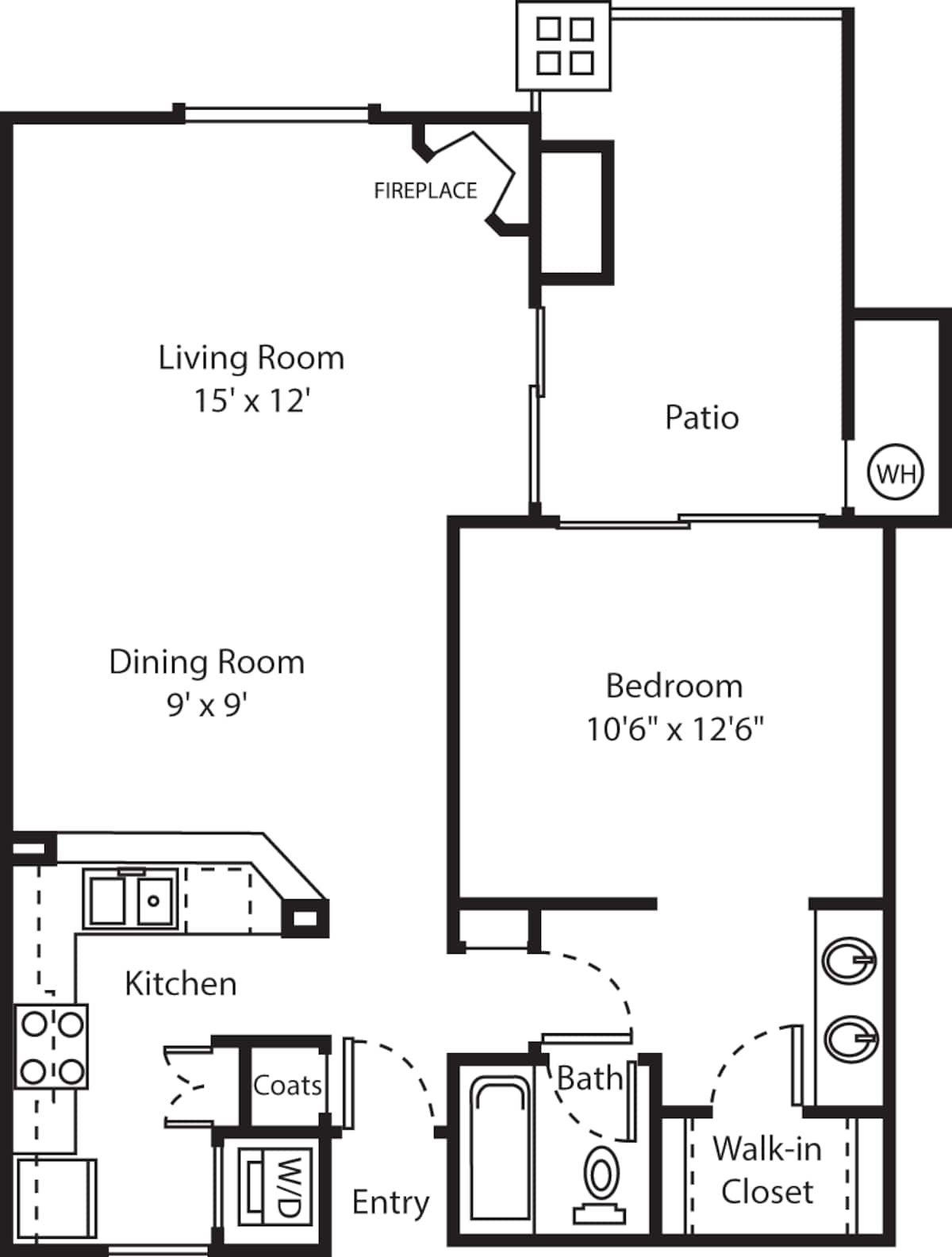 Floorplan diagram for Padova, showing 1 bedroom