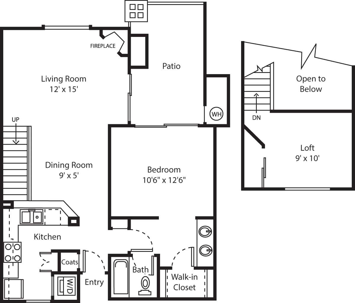 Floorplan diagram for Torino, showing 1 bedroom