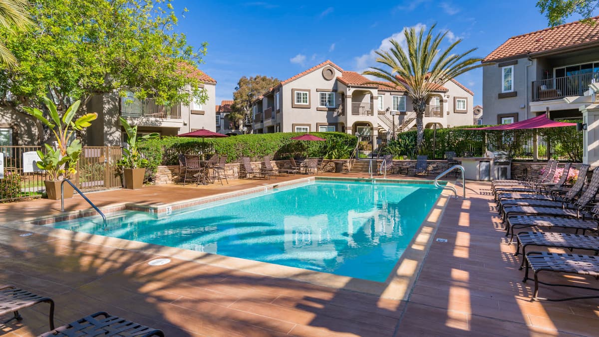 Exterior of The Village at Del Mar Heights, an Airbnb-friendly apartment in San Diego, CA