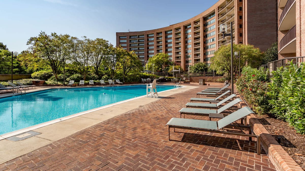 Exterior of Crystal Place, an Airbnb-friendly apartment in Arlington, VA