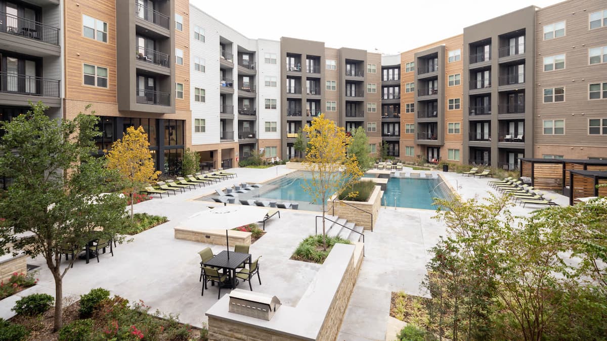 Exterior of Olivian at The Realm, an Airbnb-friendly apartment in Lewisville, TX