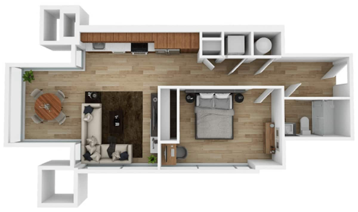 Floorplan diagram for A3A, showing 1 bedroom