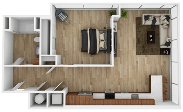 Floorplan diagram for A3, showing 1 bedroom