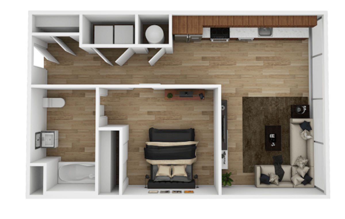 Floorplan diagram for A2G, showing 1 bedroom