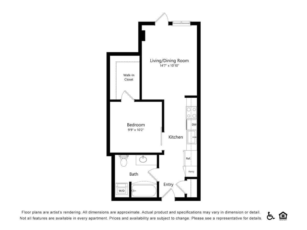 Floorplan diagram for B6, showing 1 bedroom