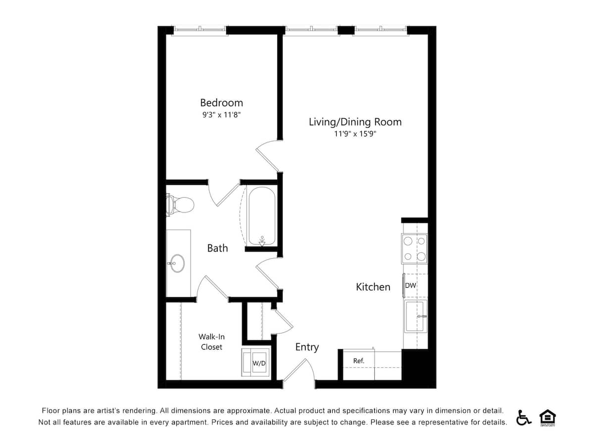 Floorplan diagram for C1, showing 1 bedroom