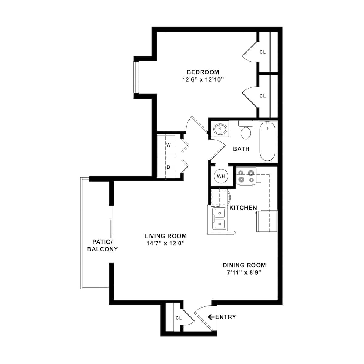 Floorplan diagram for A1, showing 1 bedroom