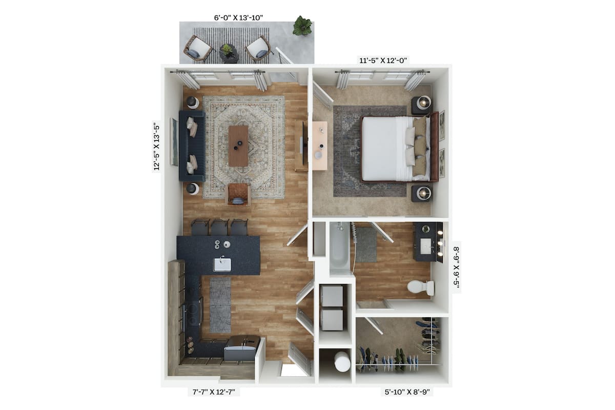 Floorplan diagram for A1, showing 1 bedroom