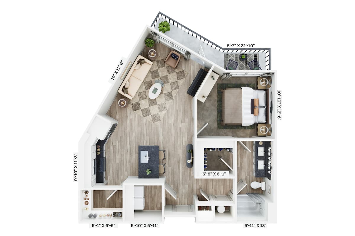 Floorplan diagram for A2, showing 1 bedroom