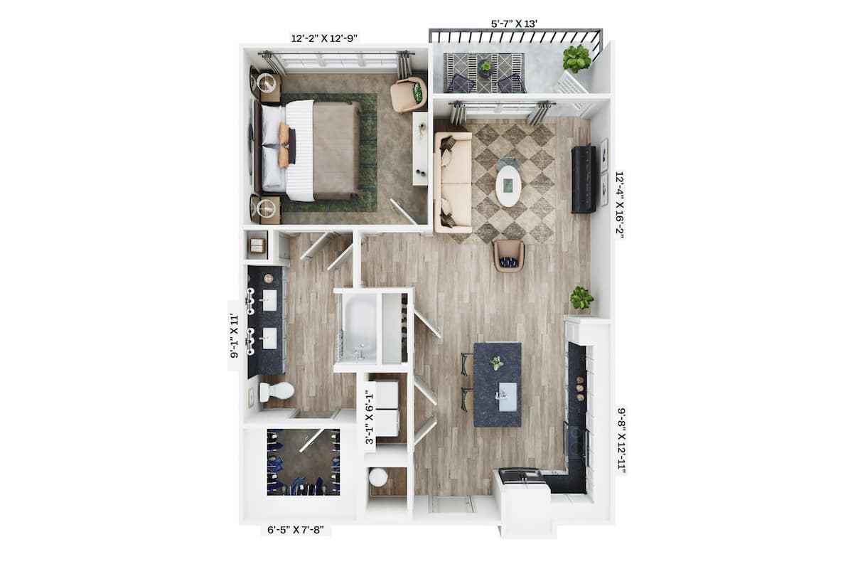 Floorplan diagram for A5, showing 1 bedroom