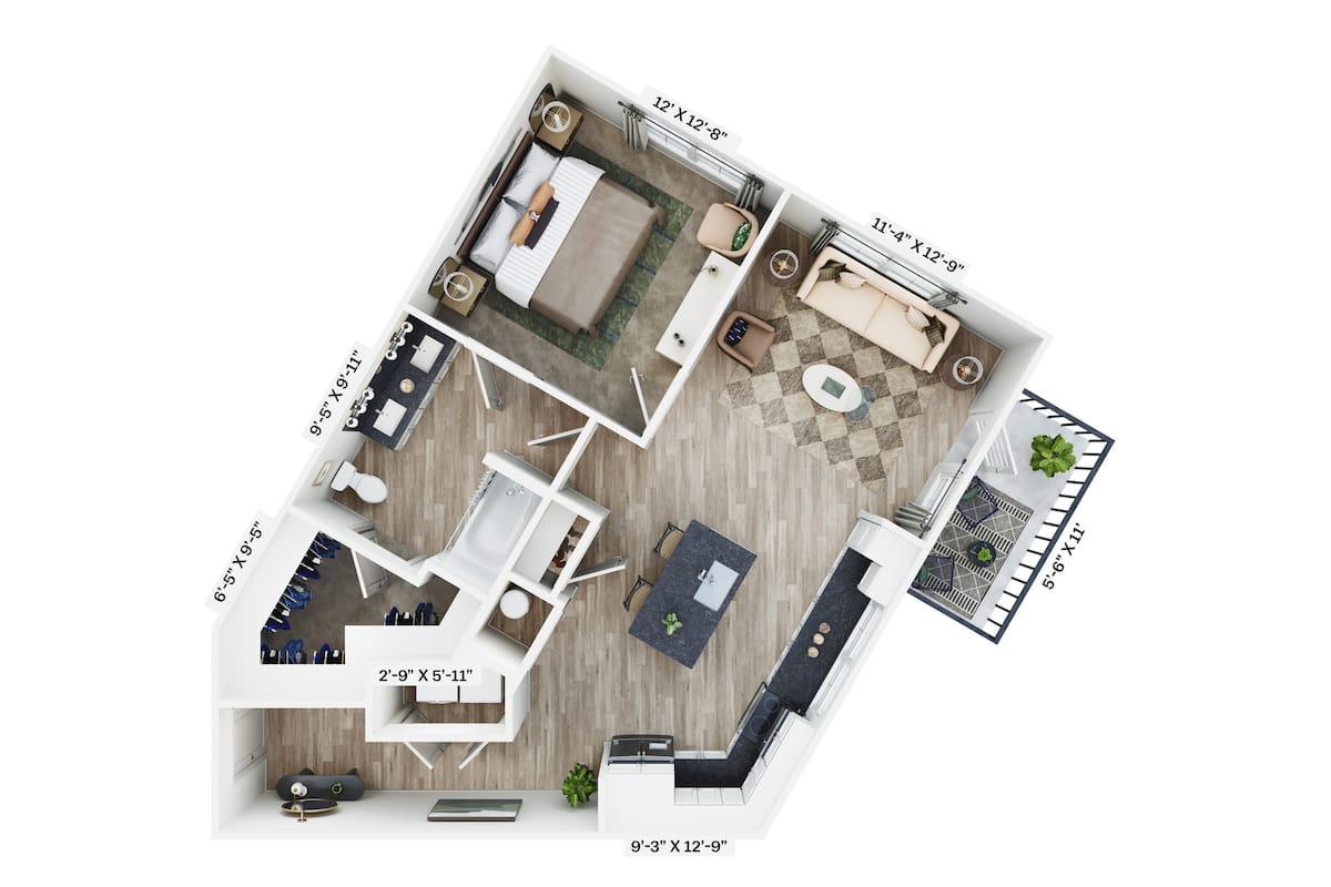 Floorplan diagram for A6, showing 1 bedroom