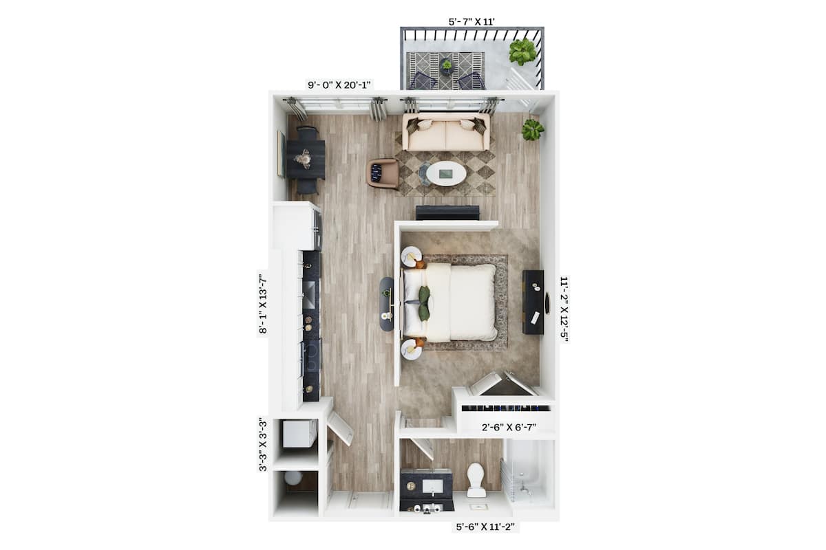 Floorplan diagram for S1 - Type A, showing Studio