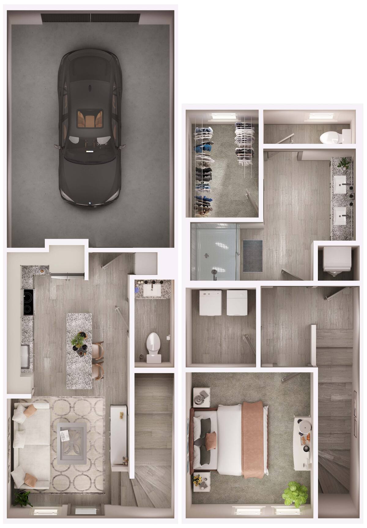 Floorplan diagram for A7 Townhome, showing 1 bedroom