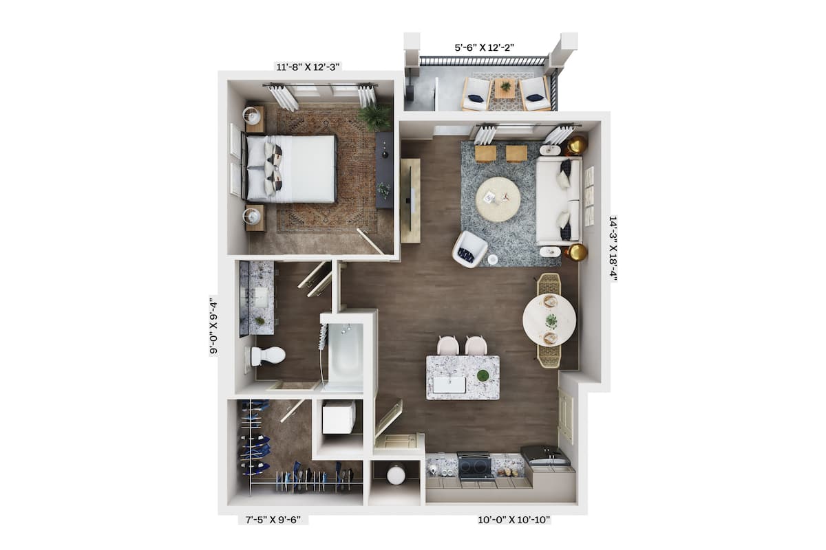 Floorplan diagram for A1, showing 1 bedroom