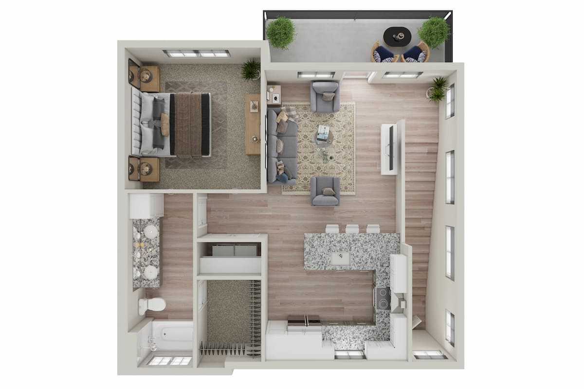 Floorplan diagram for A3 Carriage Home, showing 1 bedroom