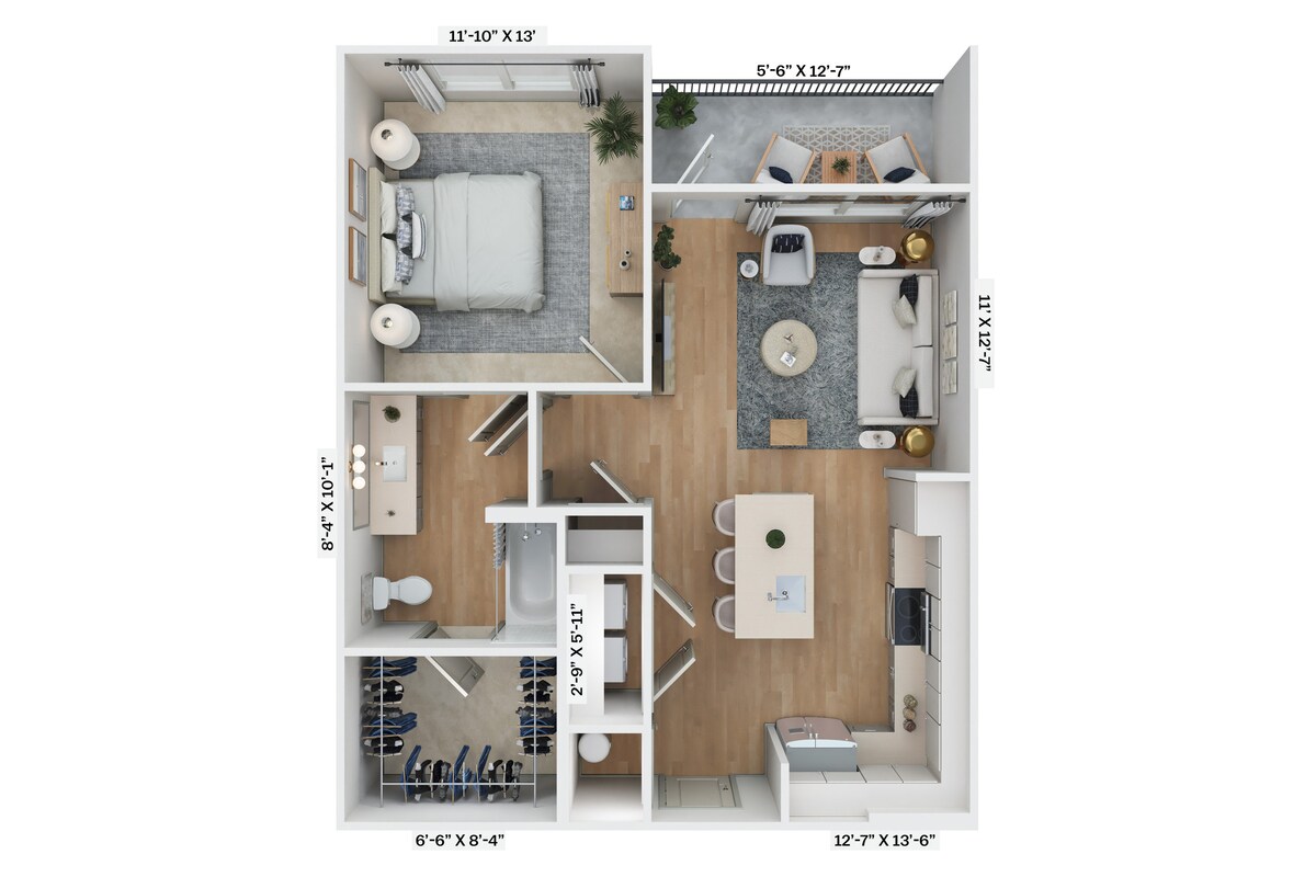 Floorplan diagram for A1, showing 1 bedroom