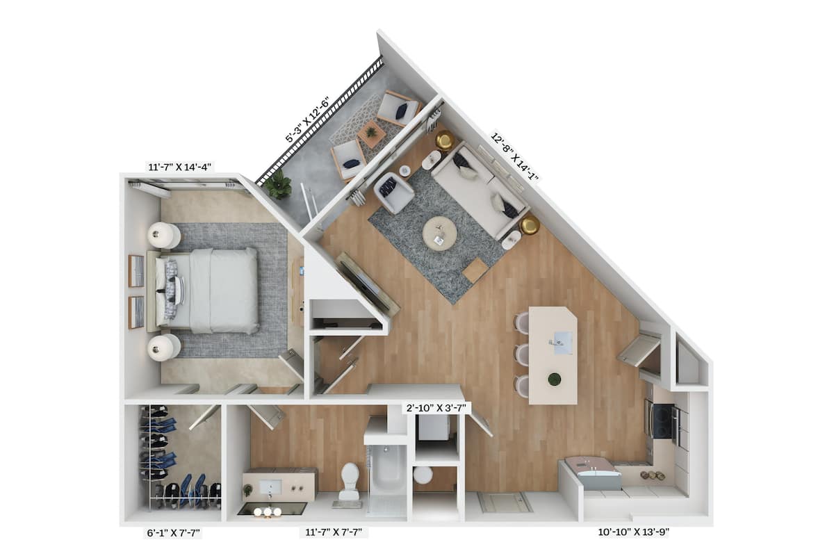 Floorplan diagram for A2, showing 1 bedroom