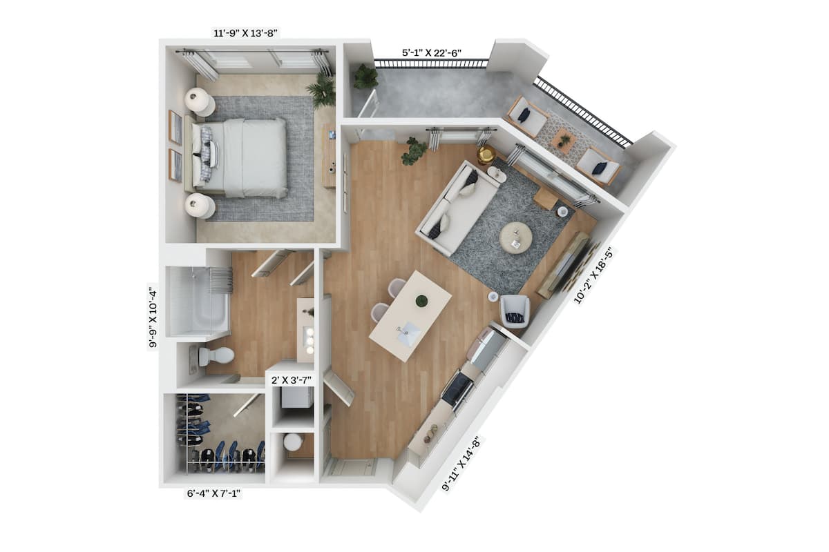 Floorplan diagram for A3, showing 1 bedroom