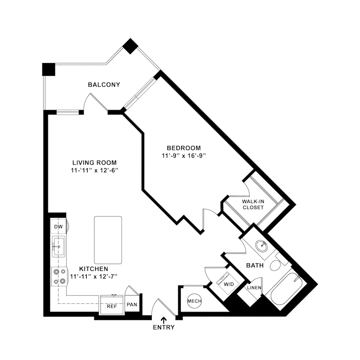 Floorplan diagram for Cerith, showing 1 bedroom